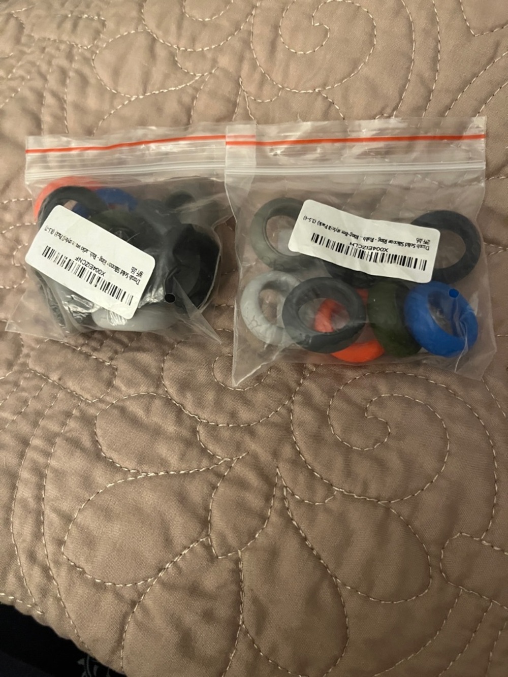 Assorted Silicone Rings Pack - 19 Rings-Black, Blue, Gray, Orange, Green (S-L)